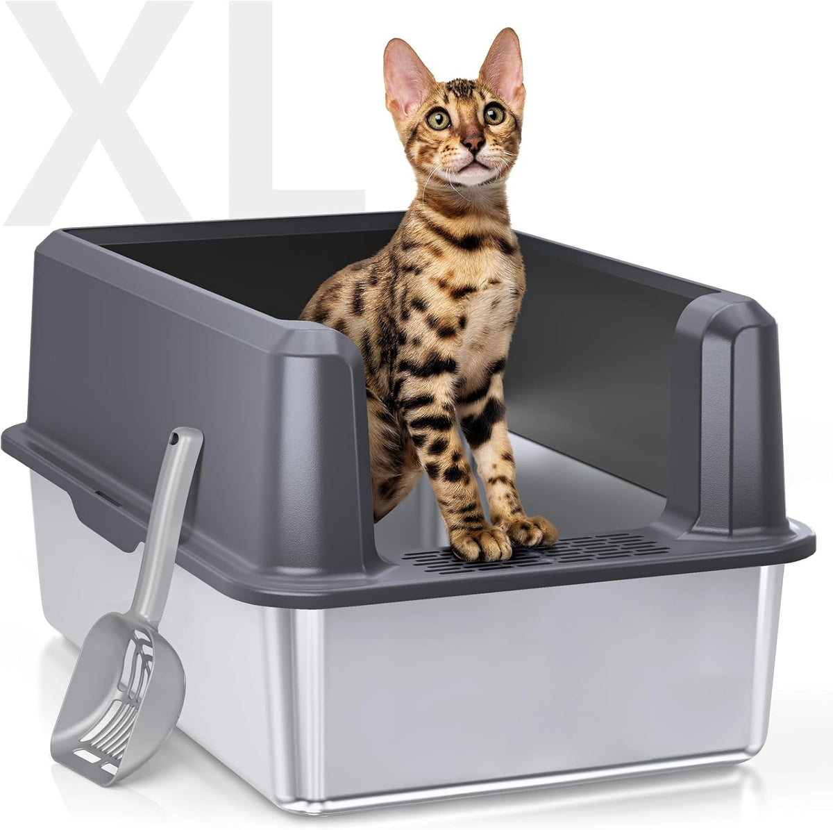 Stainless Steel Cat Litter Box - Dark Gray (Pack of 1)