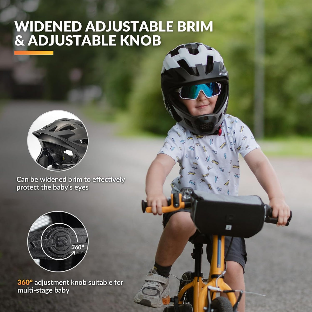 ROCKBROS Kids Full Face Bike Helmet Lightweight Detachable MTB Helmet – Fun for Kids & Family - Silver Black White / Small - image 2