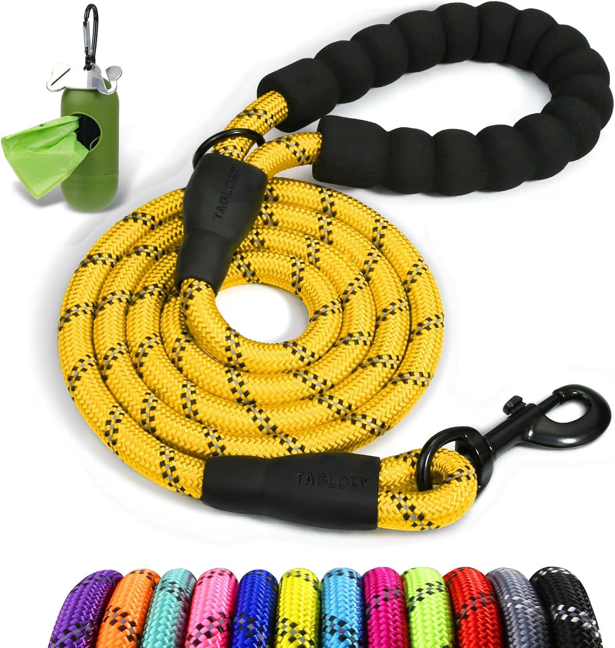 Taglory Rope Dog Leash for Medium Large Dogs - 3/8" x 6 FT (0~20 lbs.) / Yellow
