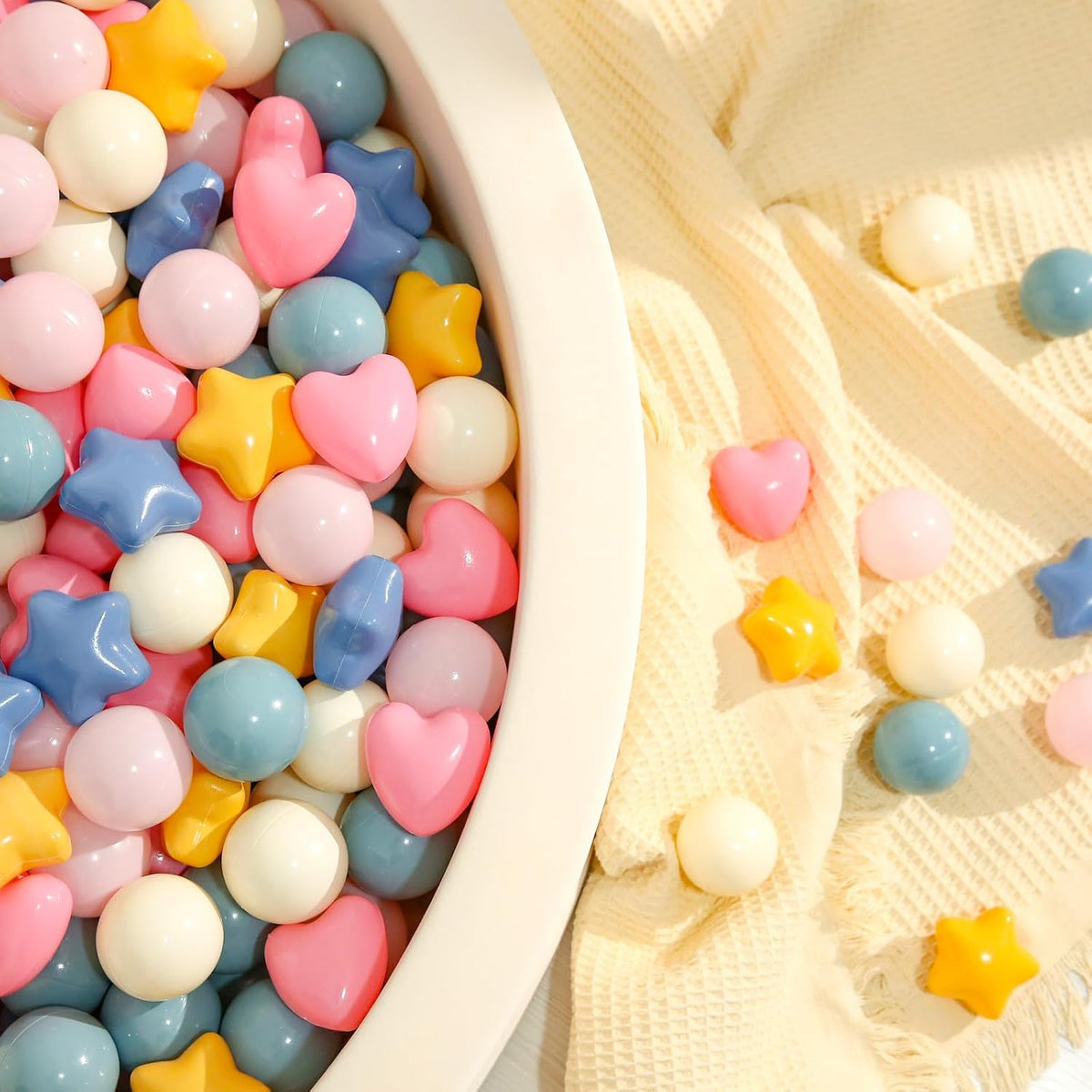 TRENDPLAY Ball Pit Balls Star and Heart Shapes for Toddlers - Yellow Blue Pink / 500 - image 3