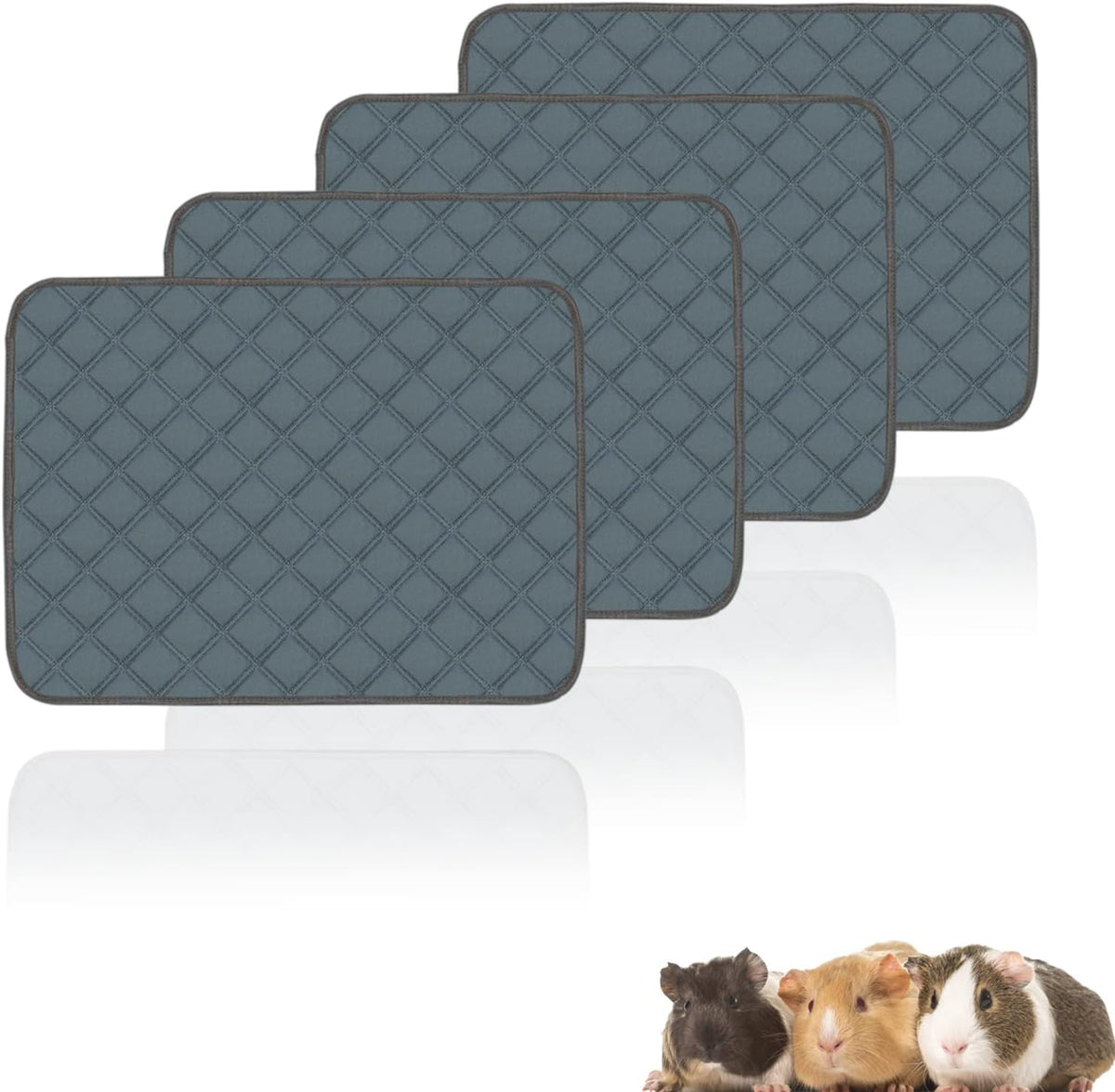 4 Pack Guinea Pig Cage Liners Washable Guinea Pig Bedding Reusable - Dark Grey / 24" x 18" (4 Pack)