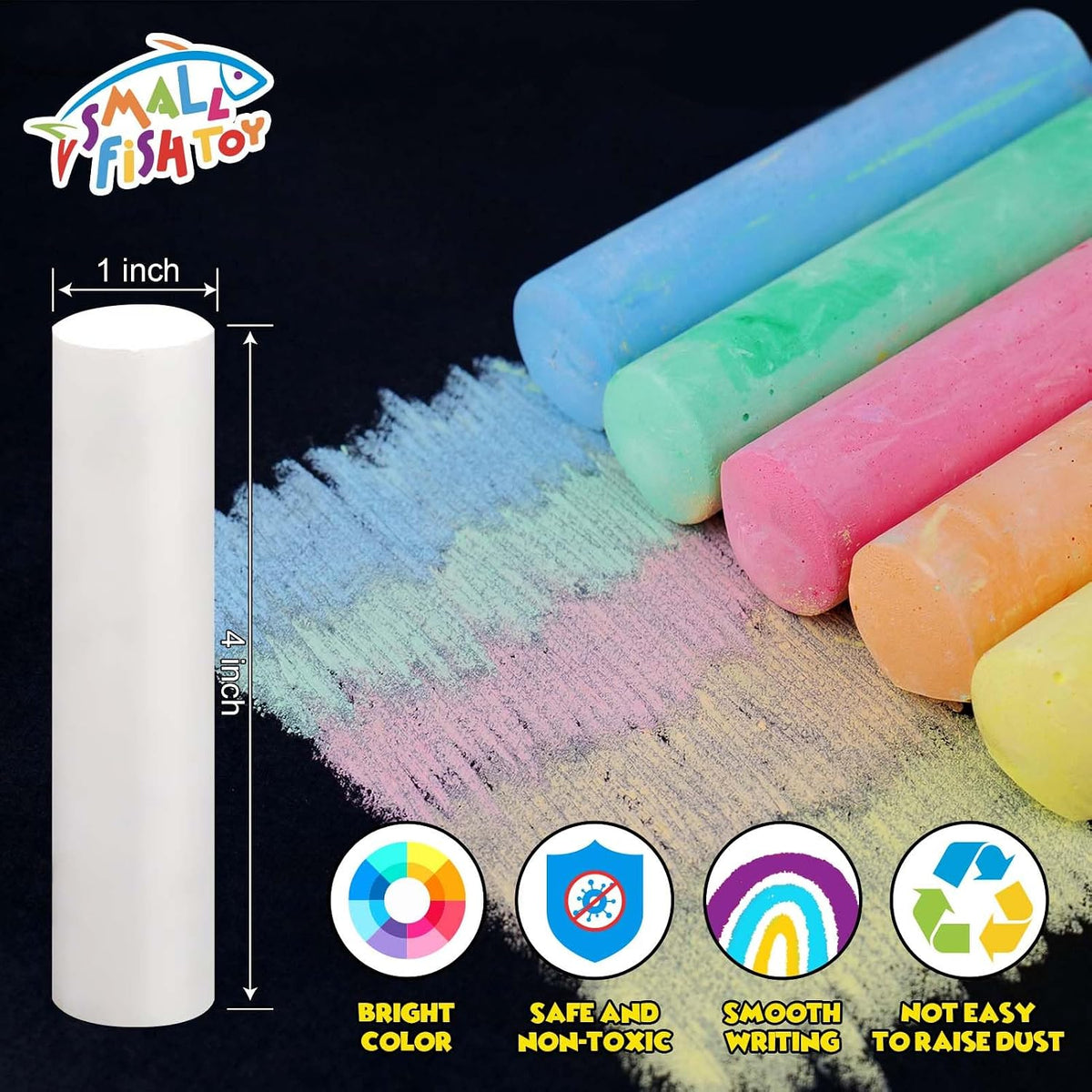 SMALL FISH 240 jumbo washable sidewalk chalk sticks in 24 colors with storage bag - view 2