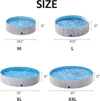 Yaheetech Dog Pet Bath Pool Foldable Hard Plastic Doggie Duck Swimming Pool Collapsible PVC Outdoor Bathing Tub Dog Pools for Large Small Dogs-47 x 11.8 inch,L,Grey