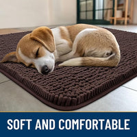 Smiry Dog Door Mat for Muddy Paws 59x24, Absorbs Moisture and Dirt Doormat, Non-Slip Washable Quick Dry Chenille Front Door Mat Indoor Entrance, Entryway Carpet for Inside Floor, Brown