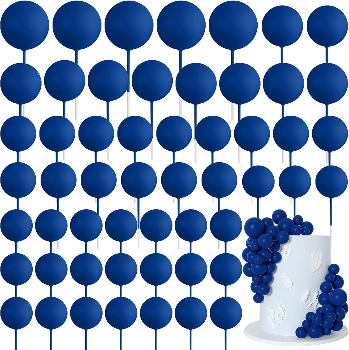 75 Pieces Cake Balls Topper Decorations Foam Cupcake Topper Mini - Royal Blue