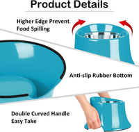 Tilted Elevated Dog Bowls Non-Slip & Non-Spill Pet Feeder - M/2 Cup / Grass Blue - image 4