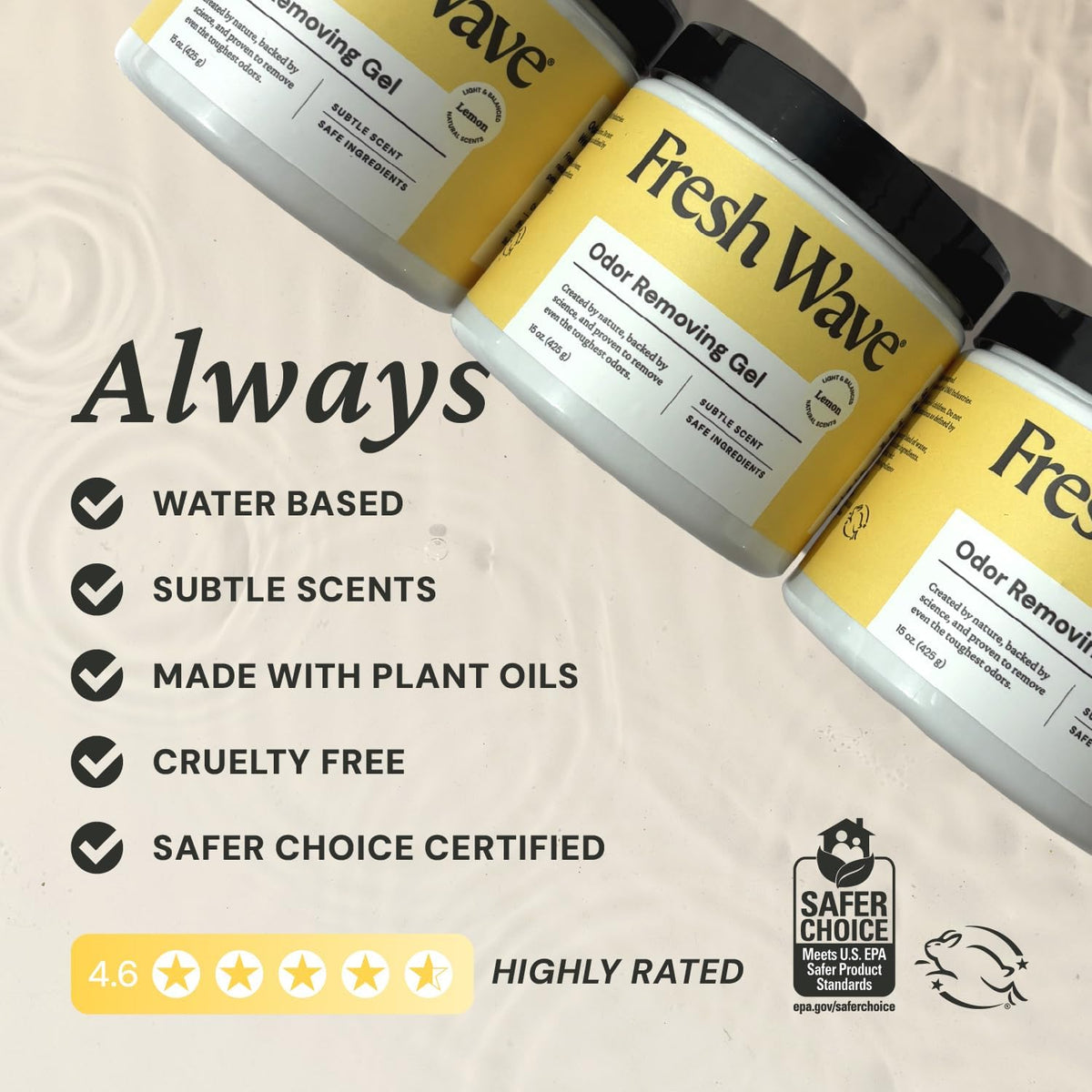 Fresh Wave Lemon Odor Removing Gel - Lemon / 15 Fl Oz (Pack of 1) - image 3