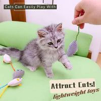 Cat Toys, 6 Pack Furry Rattle Mouse Toy Interactive Cat Toy with Feather Tail, 6 Assorted Faux Fur - 4-Pack Catnip-Filled Cat Mouse Toy - image 3