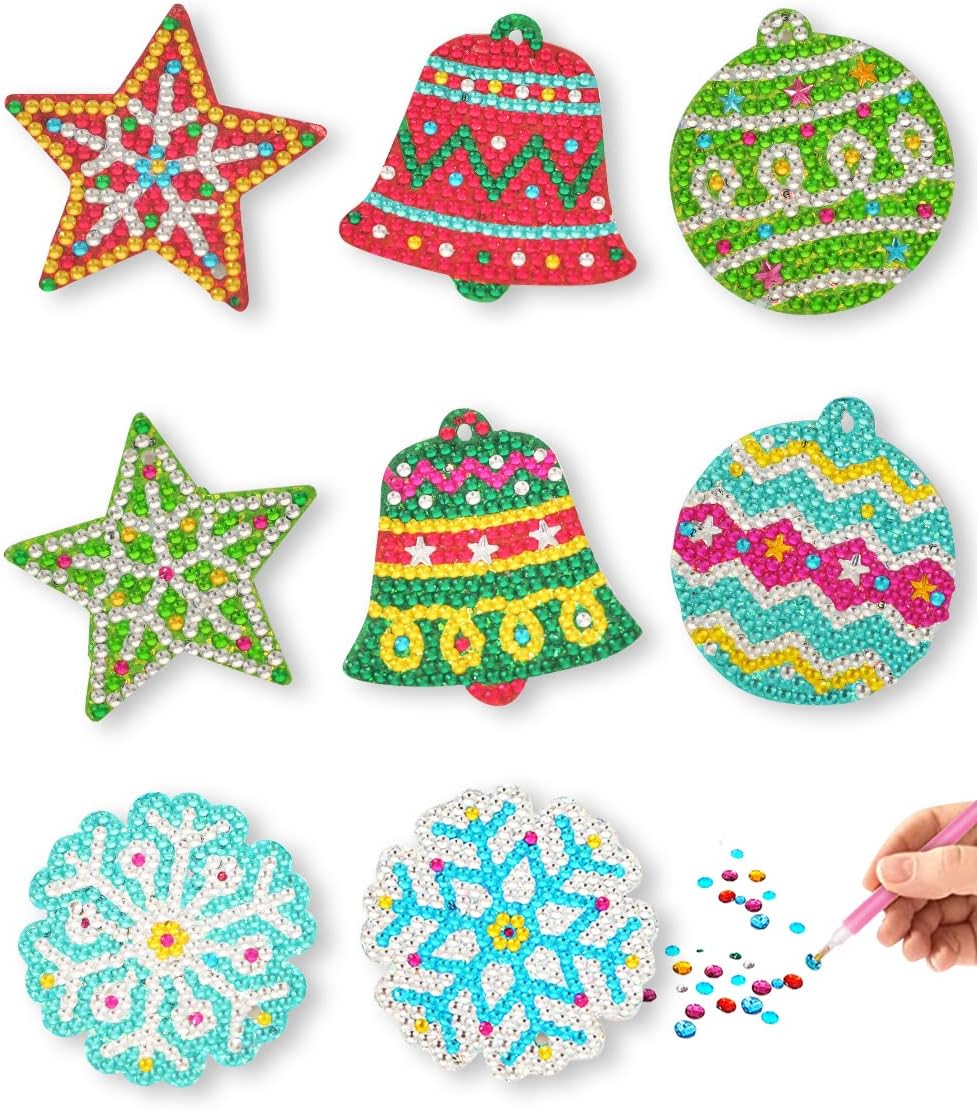 Little Jupiter diamond art Christmas ornaments kit with gem bells, stars and snowflakes - view 3