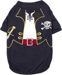Parisian Pet Captain Sparrow Dog Pirate Shirt - Embroidered Pirate Captain Costume - 100% Cotton & Polyester - Sleeved Pet Clothes - Black Dog Shirts, 2XL Pet Costume