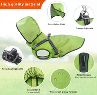 Dog Raincoat Waterproof Dog Hoodie Reflective Dog Raincoat Hooded - XL / Green - image 2