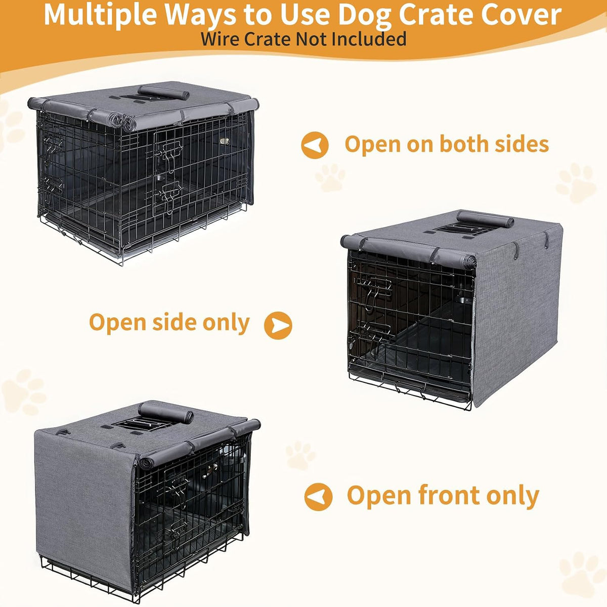 DONORO Dog Crate Cover 24 Inch Waterproof Pet Kennel Cover 600D Heavy - 30.0"L x 19.0"W x 21.0"H / Grey - image 3