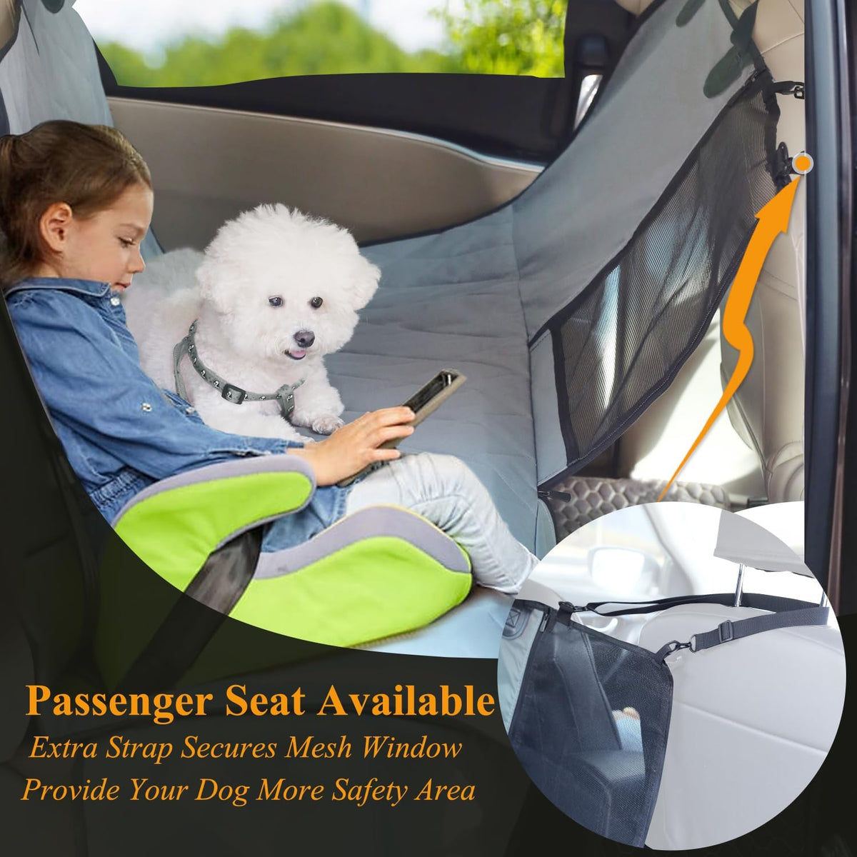 VIVAGLORY Dog Seat Cover Dog Hammock, Standard - Large (width 56") / Grey - image 4