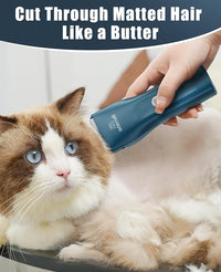 oneisall Pet Clipper for Cat Matted Hair, Pet Shaver for Cats Quiet Pet Clippers Waterproof Cordless Cat Clippers for Matted Hair Long Hair with Storage Bag (Green)