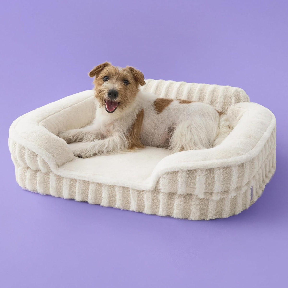 LE SURE Cute Cozy High Back Orthopedic Dog Beds Medium Size Dog - 28.0"l X 23.0"w X 6.5"th / Beige