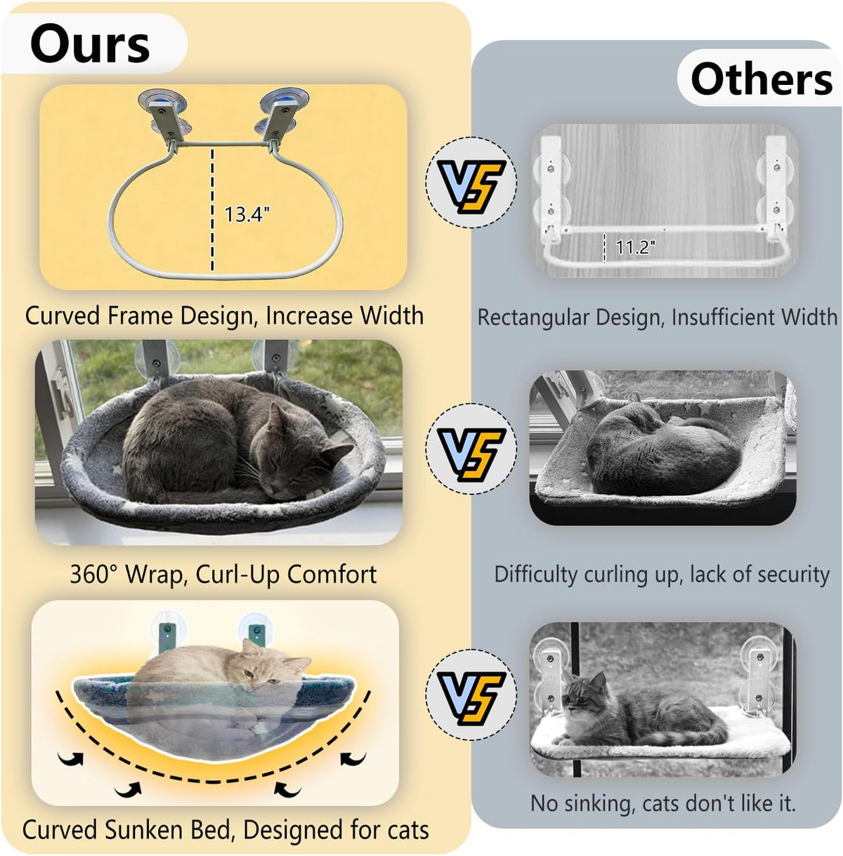 Cat Window Perch Hammock - Glow in the Dark Cordless Foldable Pet Bed with Sturdy Metal Frame - Grey - image 3