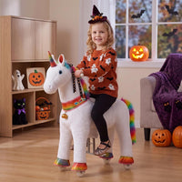 WondeRides brown plush ride on pony for kids with foot pedals, handlebar and wheels - view 4