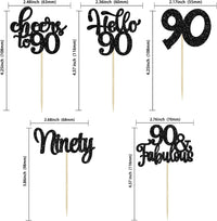 30pcs 16th Birthday Cupcake Toppers - 90th / Black - image 2