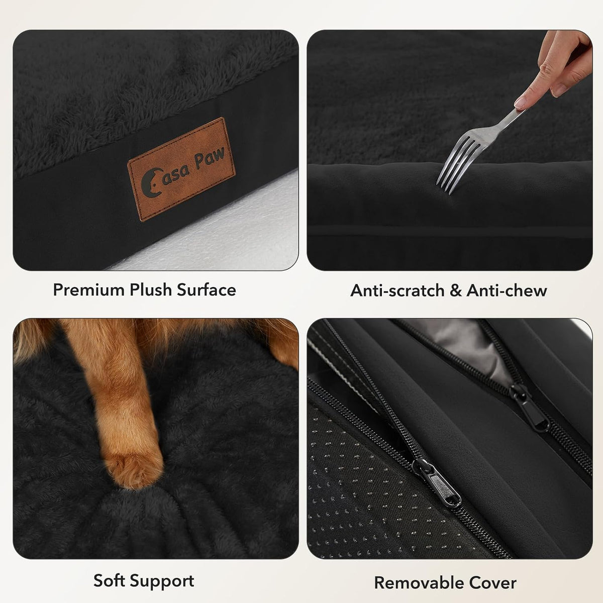 Orthopedic Washable Dog Bed for Extra Large Dogs - Black / 35.0"L x 22.0"W x 7.0"Th - image 4