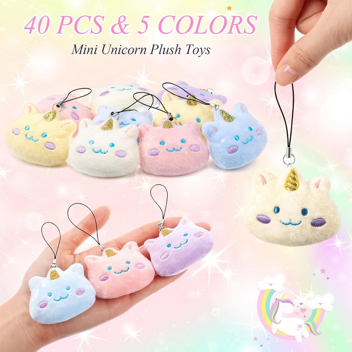 Libima 150 Pcs Mini Stuffed Animals Keychain, Plush Toys - 40 / Unicorn - image 2
