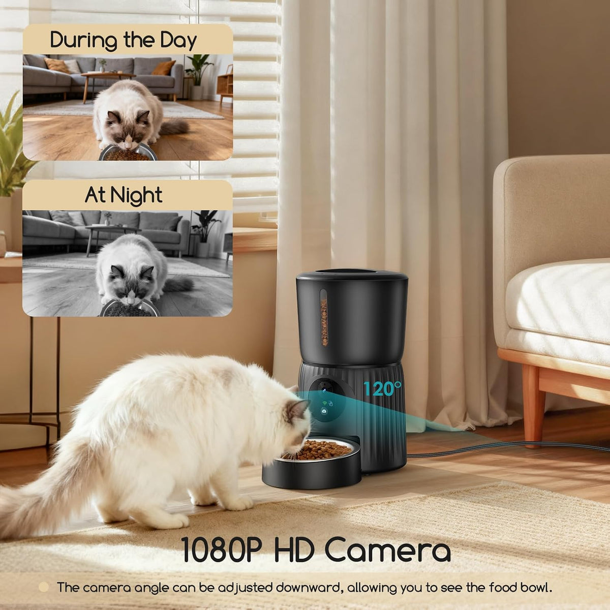 Faroro Automatic Cat Feeder with Camera - Black / 1080P Camera - image 2