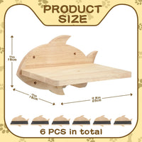 Lenwen 6 Set Cat Wall Shelves, Wood Cat Climbing Step - Fish - image 2