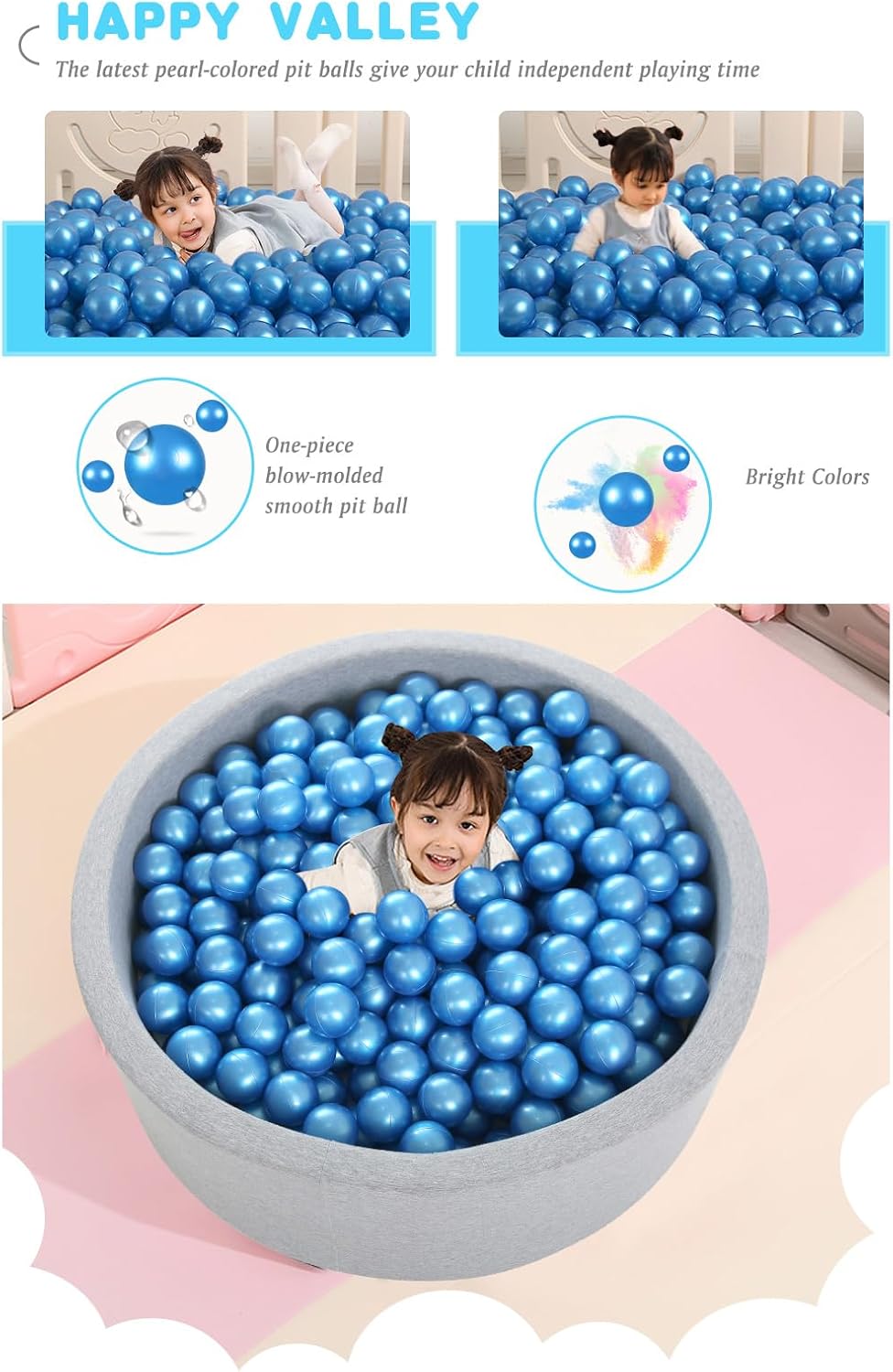 Heopeis 50 pack 2.75 inch pearl white plastic ball pit balls - view 34