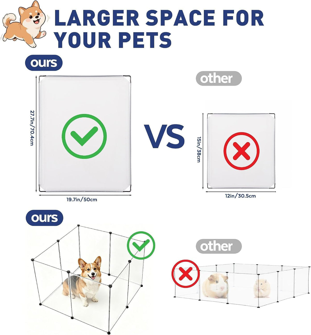 BRIAN & DANY Dog Playpen, Large Transparent Pet Playpen - 8 PCS - image 3