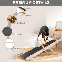 Folding Wooden Dog Ramp for Bed, Couch & Car,45IN Long- 5 Level Adjustable Pet Ramp, Non-Slip Rubber Mat, 17.7'' Extra Wide - Supports Small & Large Senior Dogs & Cats up to 200 lbs