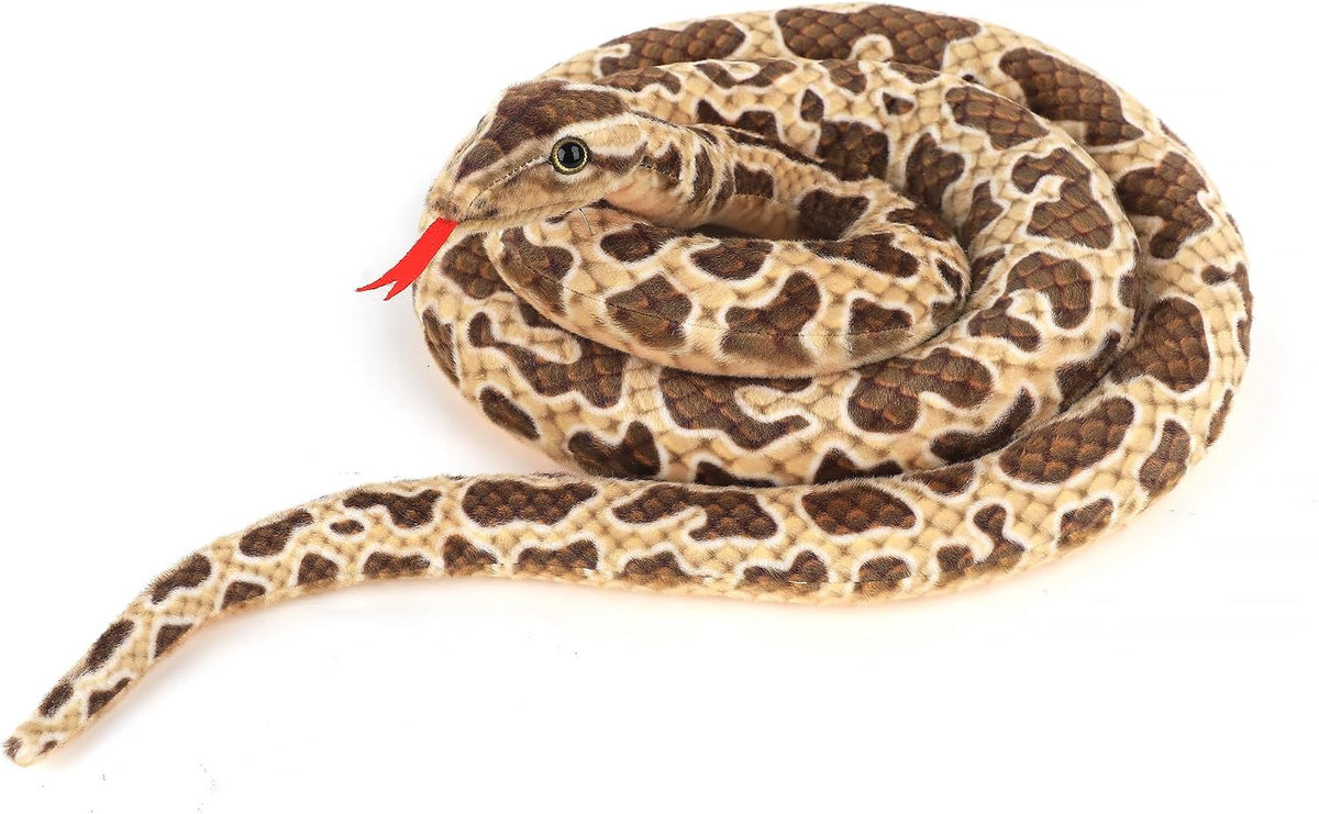 Clobeau 78 inch brown snake stuffed animal, lifelike coiled plush snake toy - view 6