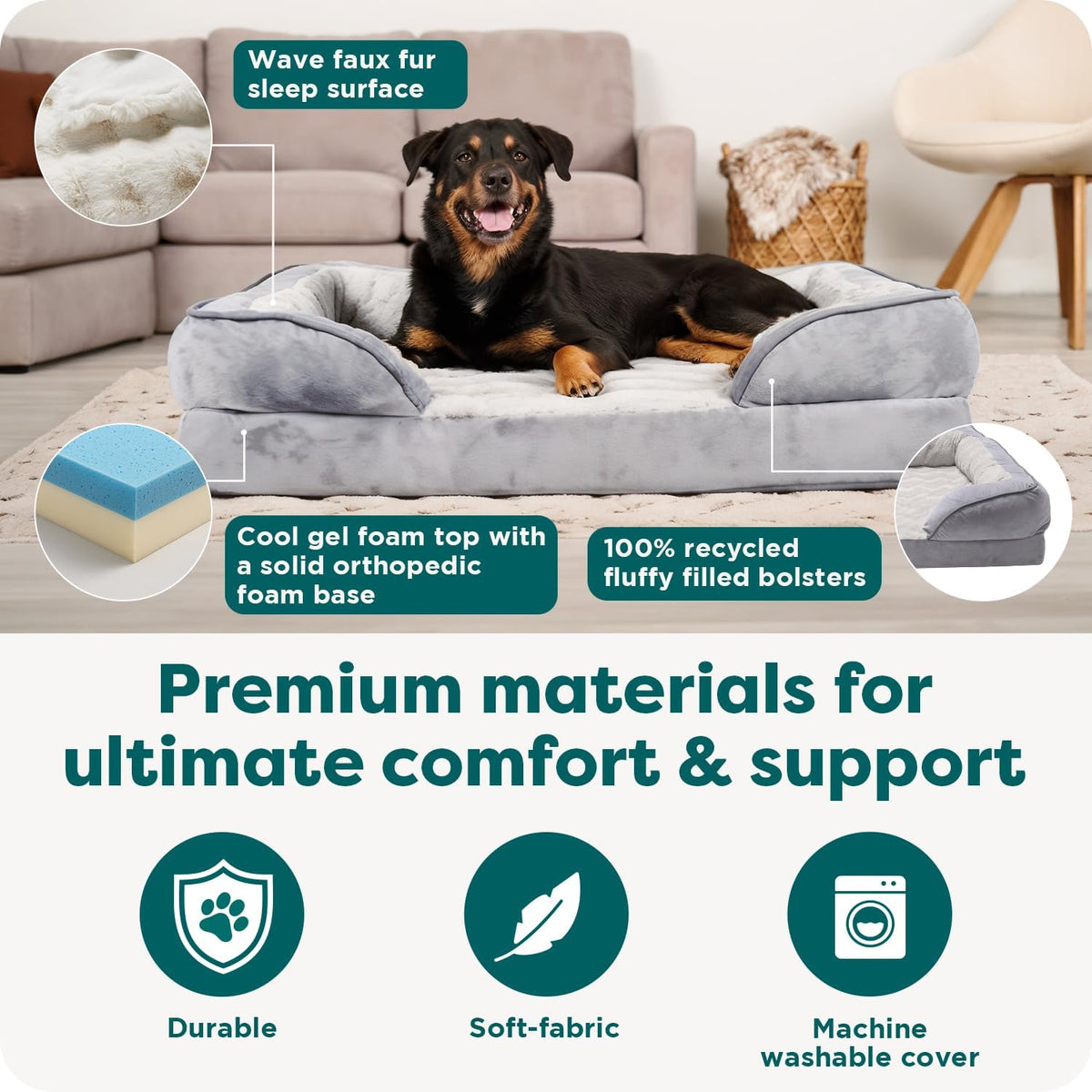 FurHaven Cooling Gel Dog Bed for Large Dogs - Jumbo / Celadon Green - image 4