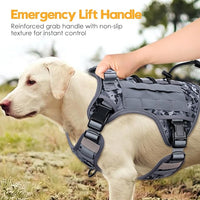 Heavy-Duty Tactical Dog Harness for Large Dogs, No Pull Adjustable Reflective Pet Vest with Molle System, K9 Military-Grade Control for Service Training, Outdoor & 10+ Breeds, Gray Camo, Large
