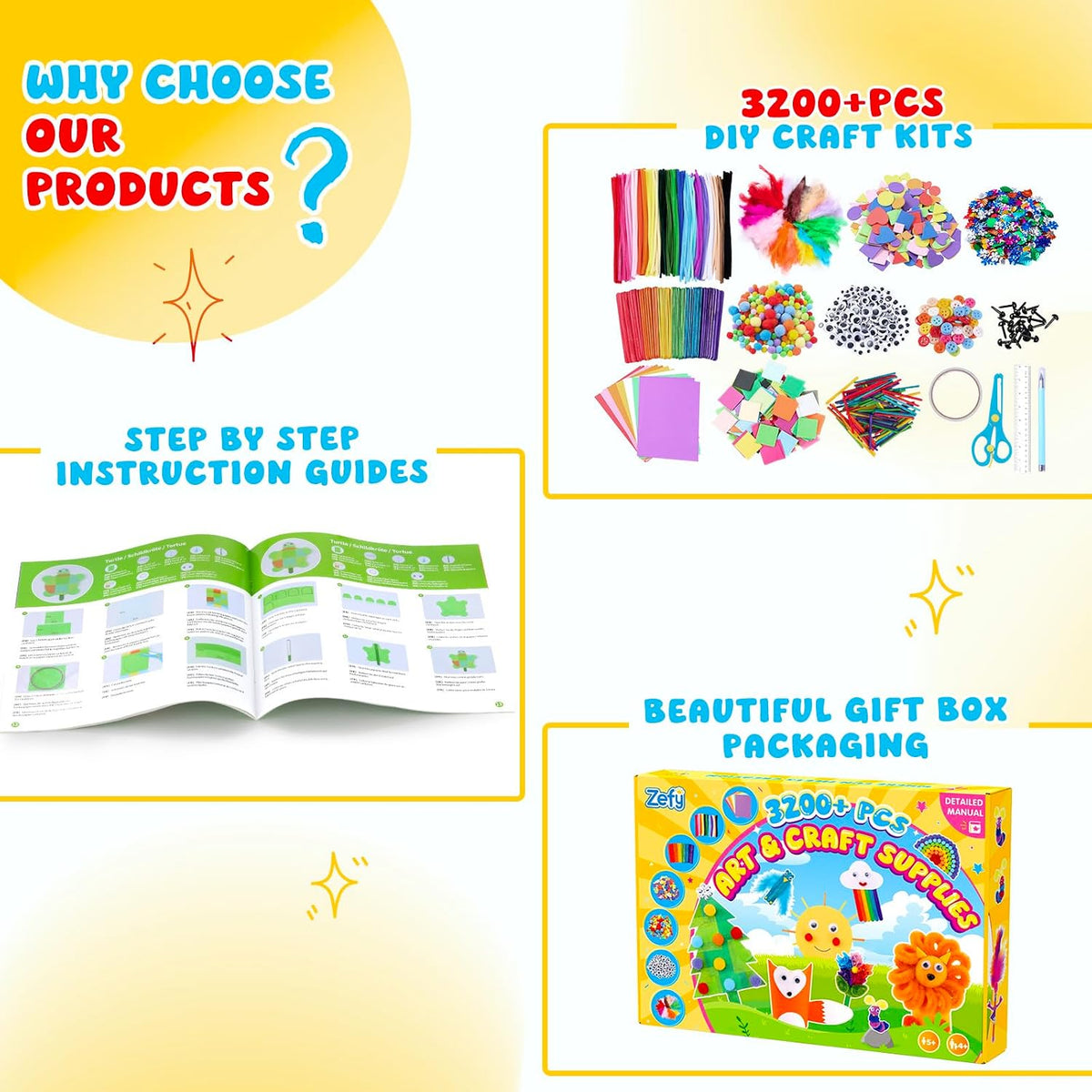 Zefy 3200+ Pcs Arts and Crafts Supplies for Kids - 3288 pcs - image 4