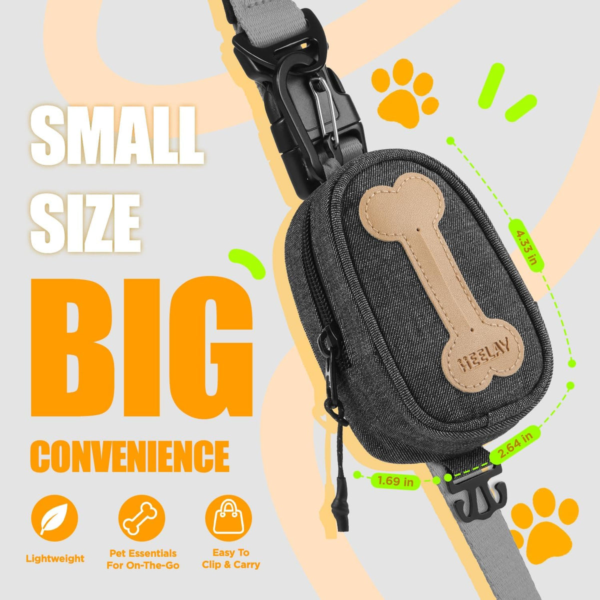 Dog Poop Bag Holder for Various Leashes - Denim - image 3