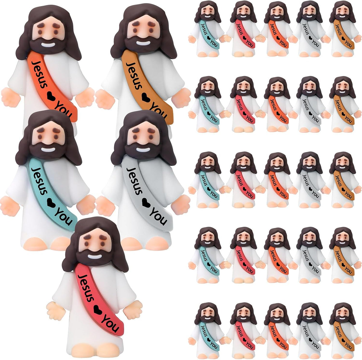 Bememo 50pcs Mini Jesus Loves You Religious Figures - Bohemian Color