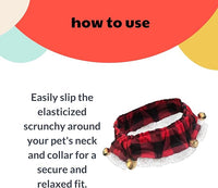 Huxley & Kent Ruff Pet Scrunchy | Buffalo Check (Large) | Festive Christmas/Holiday Neckwear for Dogs/Cats | Fun Stretchable Costume Accessory | Soft Collar with Bells
