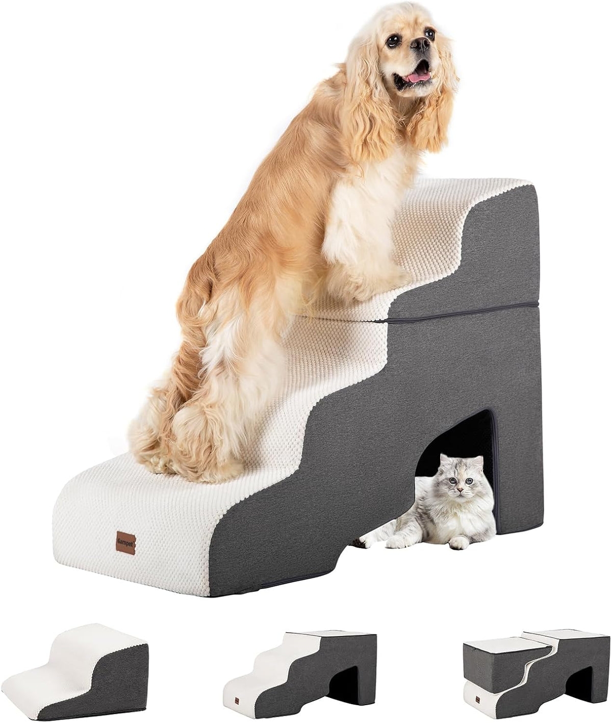 Garnpet Dog Stairs for Couch Sofa and Chair - Fleece 4-Step / Beige