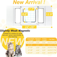 Cat Door for Window & Small Dog, Quick Damage-Free Install - S: Fits 24"-28" Width / Standard Height(H:12.9") - image 2