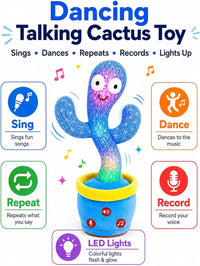 Rechargeable Dancing Talking Cactus Toy - Blue - image 3