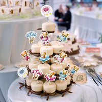Gyufise 36Pcs Baby Shower Bear Cupcake Toppers Moon Baby Bear Baby - Blue Pink Coffee - image 4