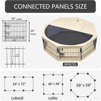 Foldable Metal Dog Exercise Pen/Pet Puppy Playpen Kennels Yard Fence - Tan / 24''H / Playpen+Bottom+Top Cover - image 3