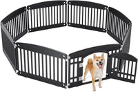 Sweetcrispy Dog Playpen, Plastic Puppy Pet Fence - Black / 8 / 24IN