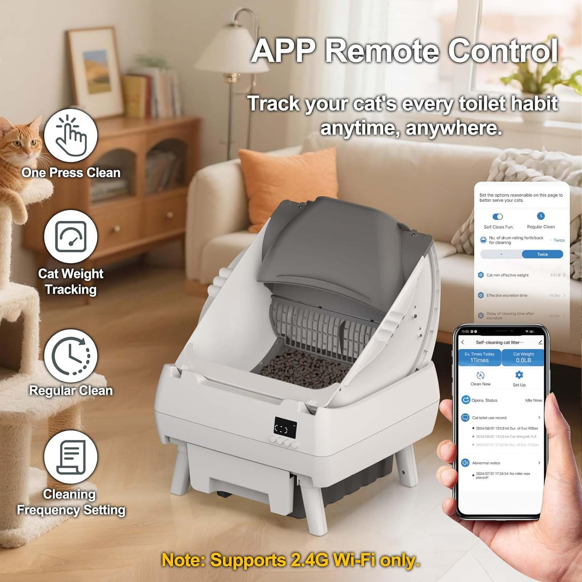 Automatic Cat Litter Box Self Cleaning, App Control, Open-Design - image 3