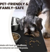 VIVAGLORY Pet Food Mat Flexmat Dog Bowl Mat, S - Black / S (18.9 x 11.8in) - image 3