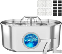 Cat Water Fountain Stainless Steel - 236oz Fountain+10 Filters +10 Sponges