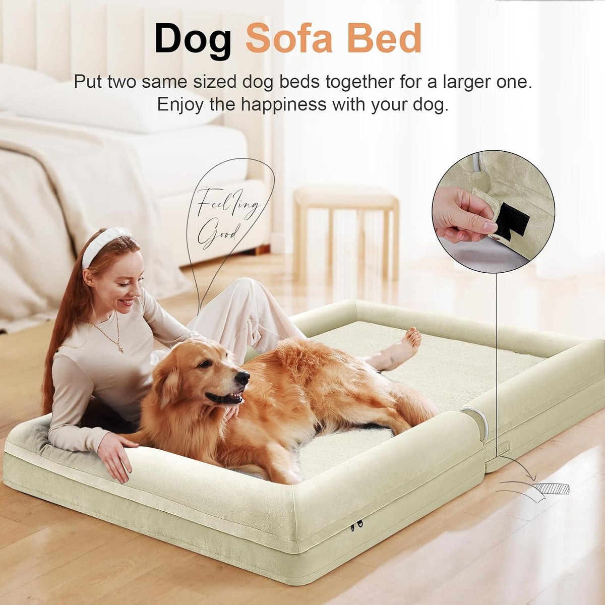 Orthopedic Dog Bed for Large Dogs - Beige / 40.0"L x 32.0"W x 6.5"Th - image 3