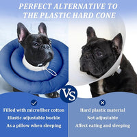 IDOMIK Dog Recovery Collar, Waterproof Soft Dog Cone After Surgery, Comfy Protective Elizabethan Collar Alternative for Dogs Cats, Adjustable Pet Neck Donut Cone Anti-Licking Biting Wounds,Navy,M