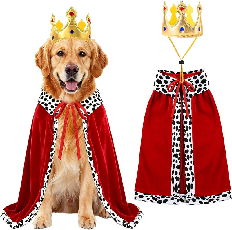 Cat Halloween Costumes Cat Dog Halloween King Costume Pet King Cape - Red-1 / Large