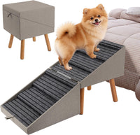 17" H Split Ottoman Dog Ramp for Couch - 21.06" H-Hemp Green