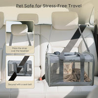 BELLA & PAL Cat Carrier Travel Bag, Airline Approved Lightweight Cat Carrier, Soft Sided Pet Carrier for Puppy Dogs Up to 18lbs, Collapsible Kitten Bag with Removable Waterproof Mat, Ventilated Mesh